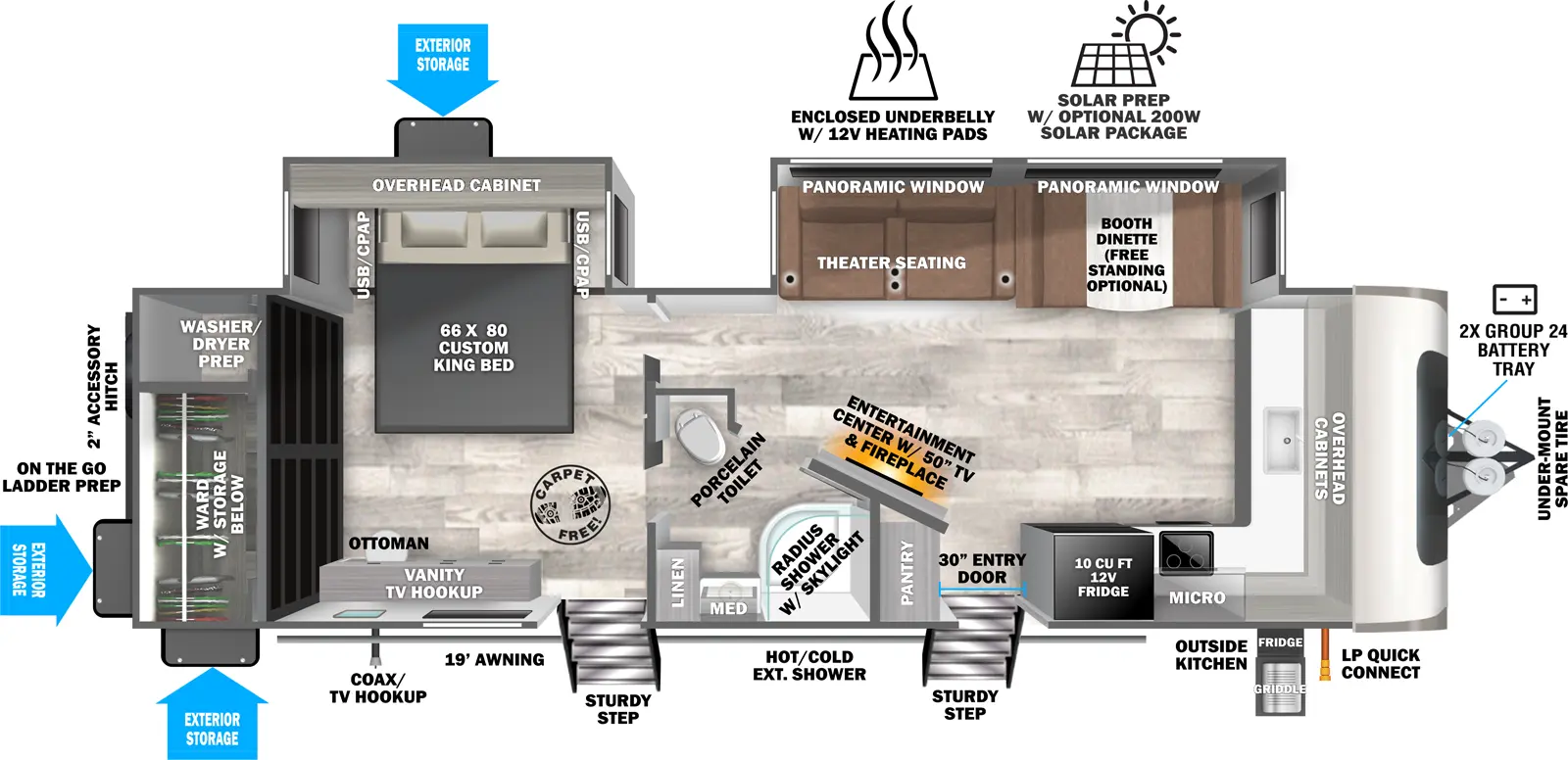 Heritage Glen Travel Trailers 270FKS Floorplan
